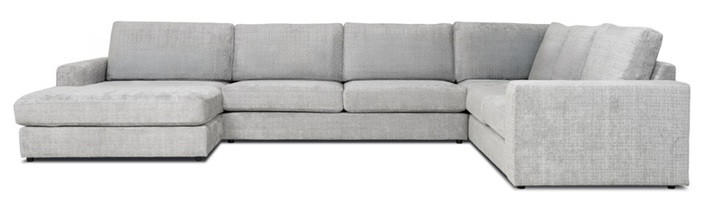 SOFFA i flatväv ljusgrå  - ljusgrå/svart, Klassisk, metall/trä (416/93/175-288cm) - Novel