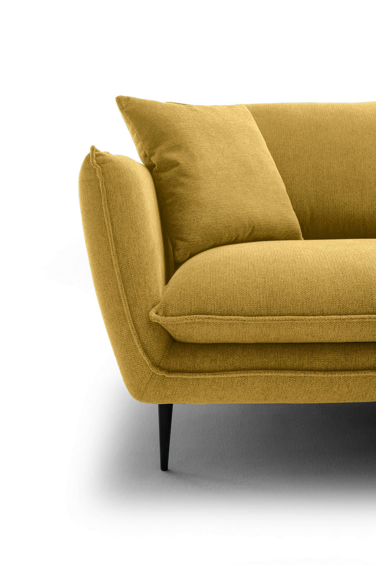 ECKSOFA Currygelb Webstoff  - Currygelb/Schwarz, KONVENTIONELL, Textil/Metall (304/196cm) - Hom`in