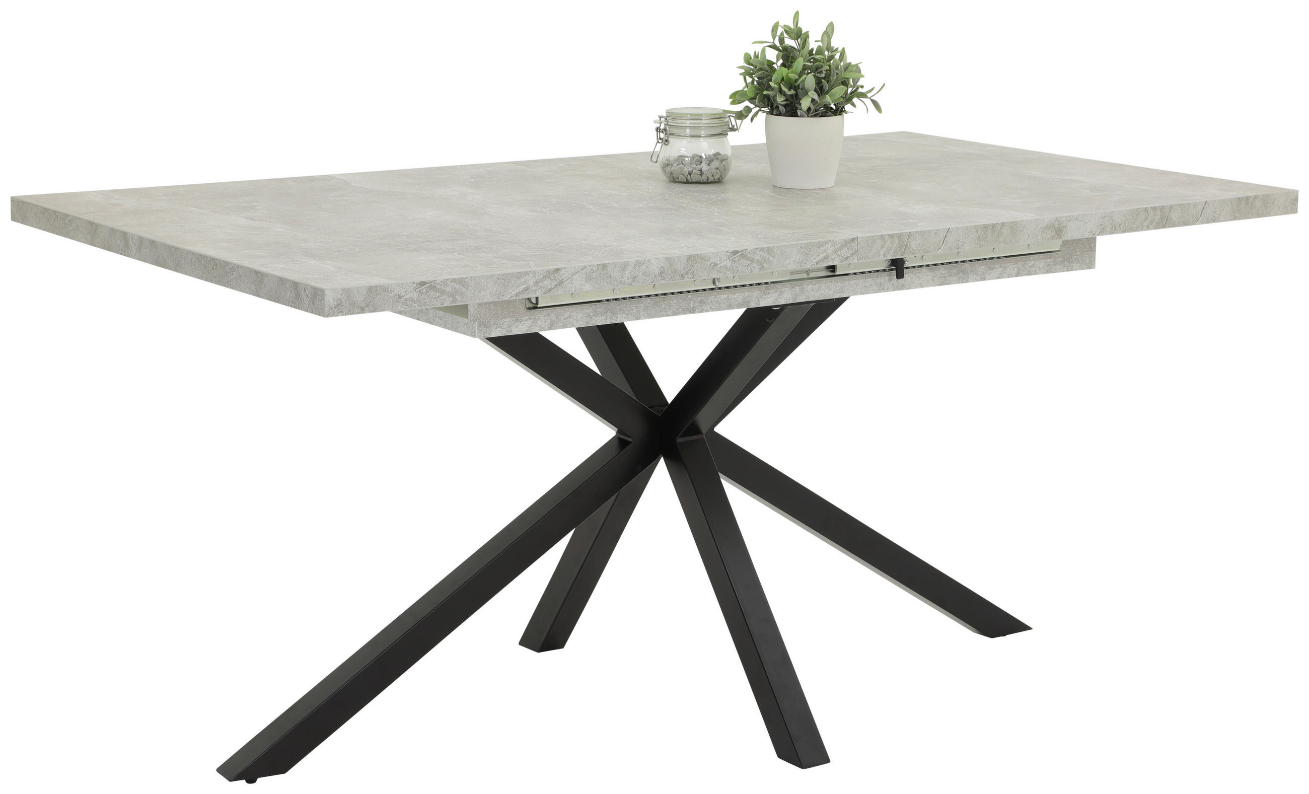 ESSTISCH Schwarz, Grau rechteckig  ausziehbar, Variantenauswahl  - Schwarz/Grau, MODERN, Holzwerkstoff/Metall (160/90/76cm) - MID.YOU