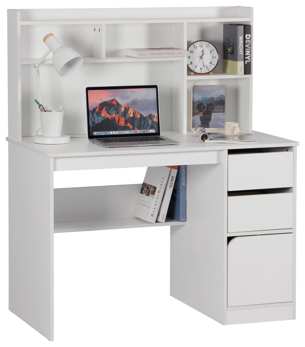 SCHREIBTISCH 110/60/131 cm Weiß  - Weiß, MODERN, Holzwerkstoff (110/60/131cm) - Livetastic