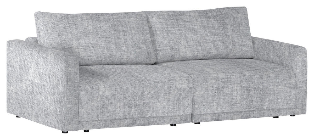 2,5-SITZER in Velours Hellgrau  - Hellgrau/Schwarz, Design, Kunststoff/Textil (240/70/125cm) - Xora