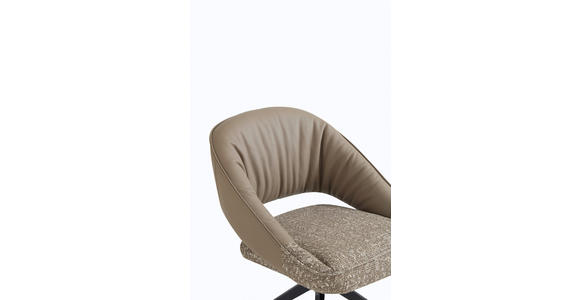 ARMLEHNSTUHL  Sitzfläche 360° drehbar, automatische Rückholfunktion Webstoff Echtleder  - Beige/Schwarz, Design, Leder/Textil (61/81/66cm) - Dieter Knoll
