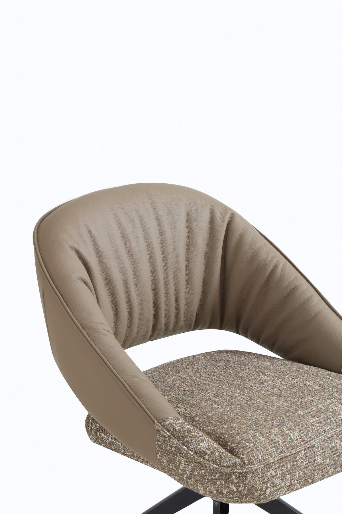 ARMLEHNSTUHL  Sitzfläche 360° drehbar, automatische Rückholfunktion Webstoff Echtleder  - Beige/Schwarz, Design, Leder/Textil (61/81/66cm) - Dieter Knoll