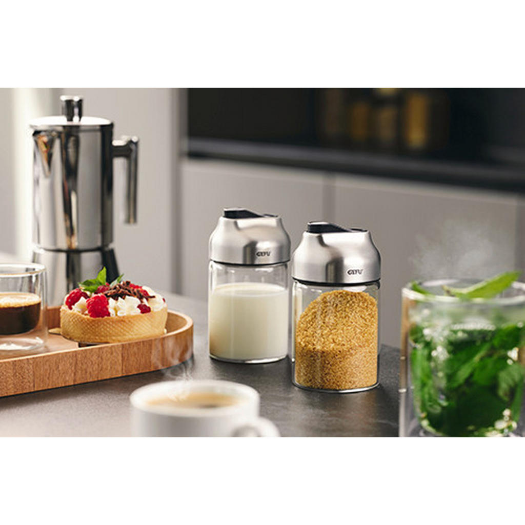 Thumbnail - Gefu Zuckerstreuer Tip, Schwarz, Silber, Metall, Kunststoff, Glas, 12 cm, Kaffee & Tee, Zuckerdosen