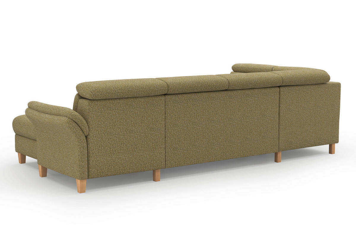 WOHNLANDSCHAFT GLENDALE E Olivgrün Chenille  - Eichefarben/Olivgrün, KONVENTIONELL, Holz/Textil (193/321/166cm) - Sit & More