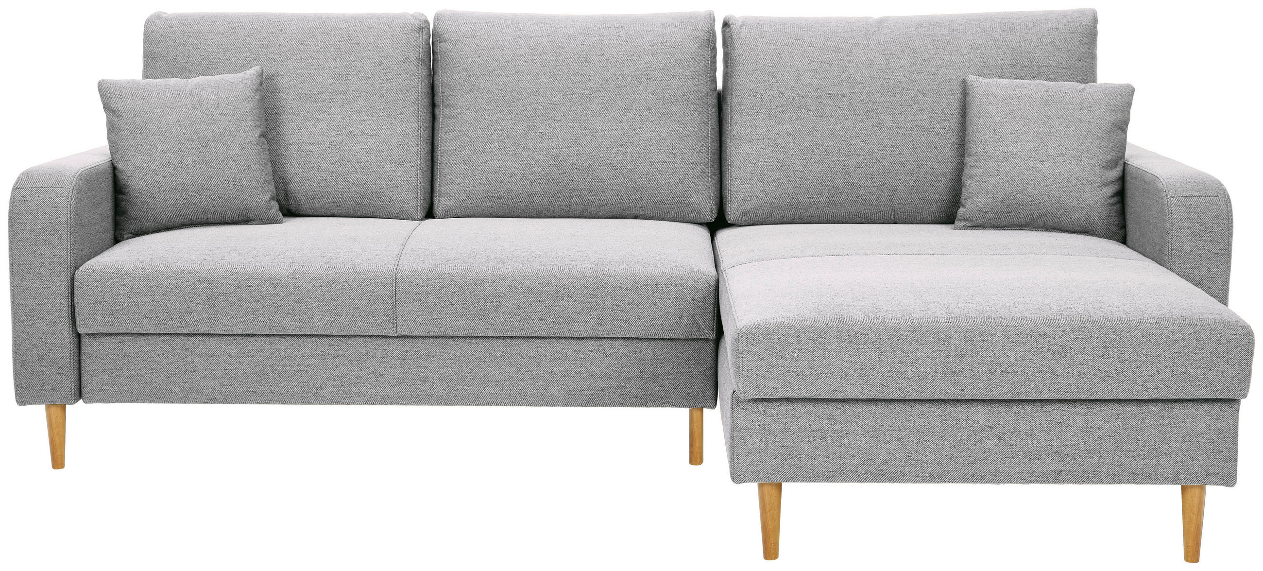 ECKSOFA in Flachgewebe Hellgrau - Eiche Wotan/Hellgrau, Konventionell, Holz/Textil (255/157cm) - Carryhome
