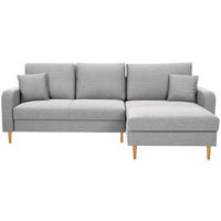 ECKSOFA in Flachgewebe Hellgrau  - Eiche Wotan/Hellgrau, Konventionell, Holz/Textil (255/157cm) - Carryhome