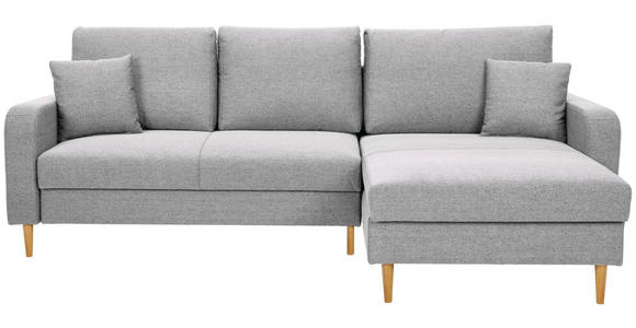 ECKSOFA in Flachgewebe Hellgrau - Eiche Wotan/Hellgrau, KONVENTIONELL, Holz/Textil (255/157cm) - Carryhome