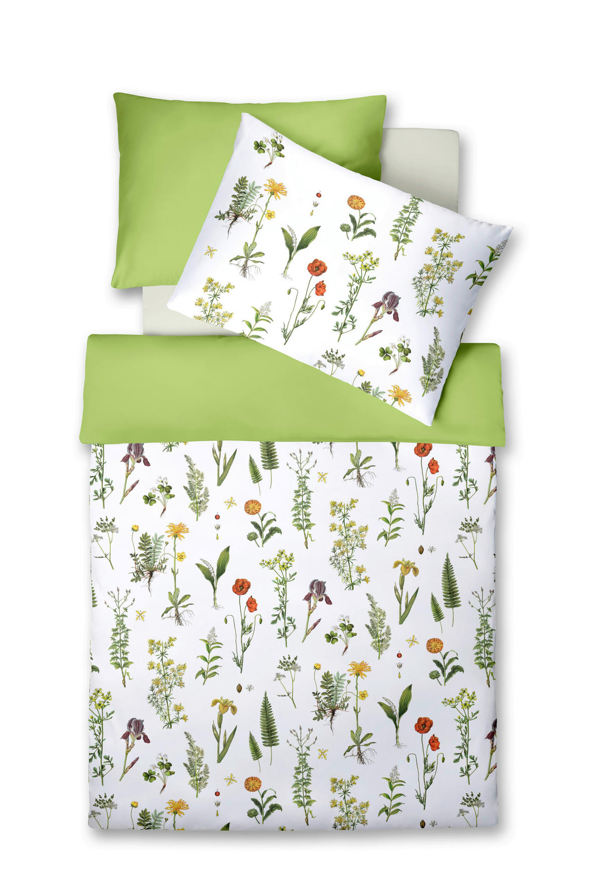 ÁGYNEMŰHUZAT-GARNITÚRA 140/200 cm  - világoszöld/világospiros, Basics, textil (140/200cm) - Fleuresse