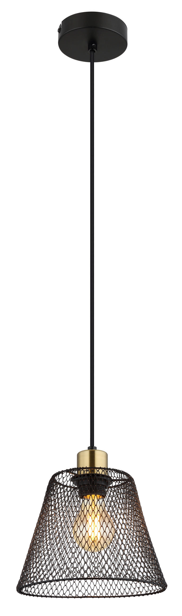 HÄNGELEUCHTE 20/120 cm    - Goldfarben/Schwarz, Design, Kunststoff/Metall (20/120cm) - Globo