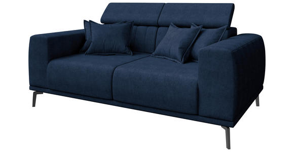 2-SITZER-SOFA Webstoff Dunkelblau  - Schwarz/Dunkelblau, KONVENTIONELL, Textil/Metall (200/80/110cm) - Carryhome