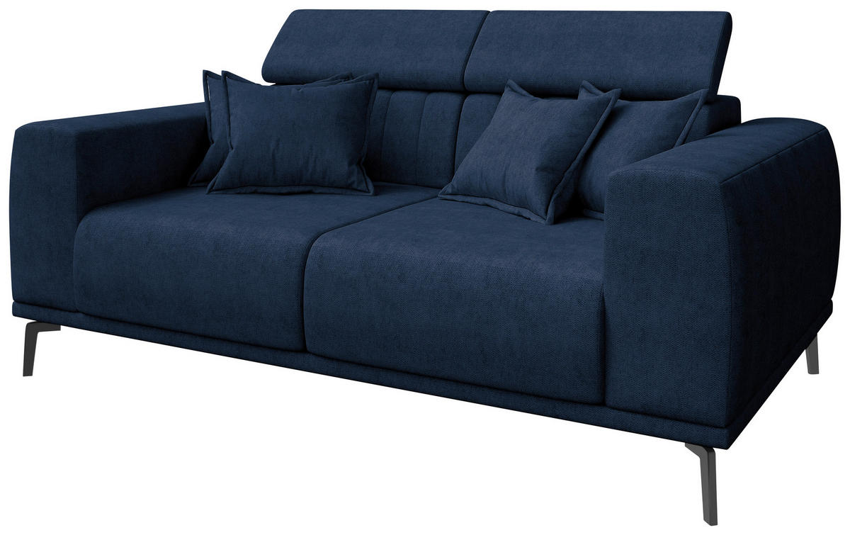 2-SITZER-SOFA Webstoff Dunkelblau  - Schwarz/Dunkelblau, KONVENTIONELL, Textil/Metall (200/80/110cm) - Carryhome