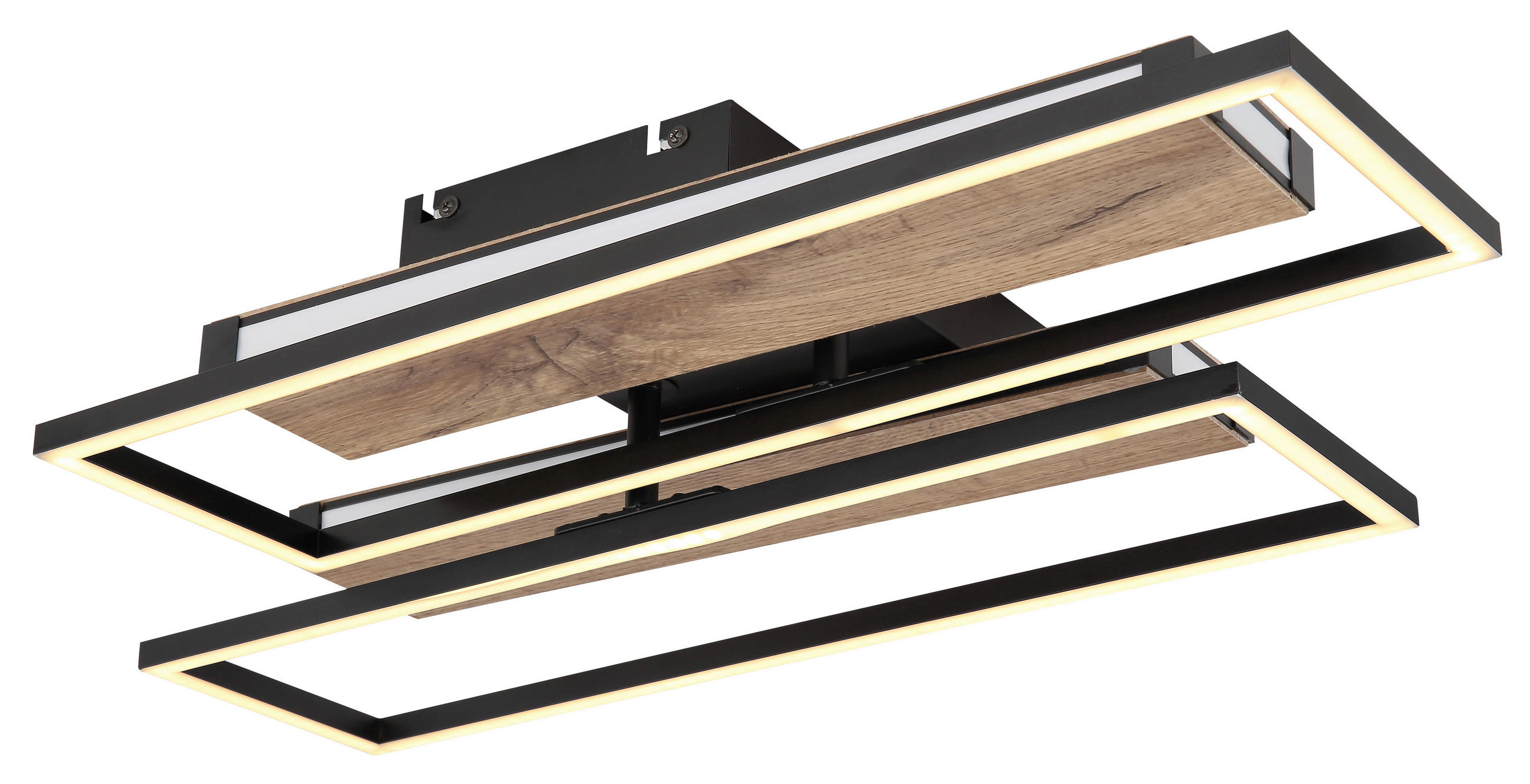 LED-DECKENLEUCHTE 48 W    60/52/10 cm  - Dunkelbraun/Opal, Design, Holzwerkstoff/Kunststoff (60/52/10cm) - Globo