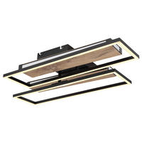 LED-TAKLAMPA 48 W 60/52/10 cm  - opal/svart, Design, metall/trämaterial (60/52/10cm) - Globo