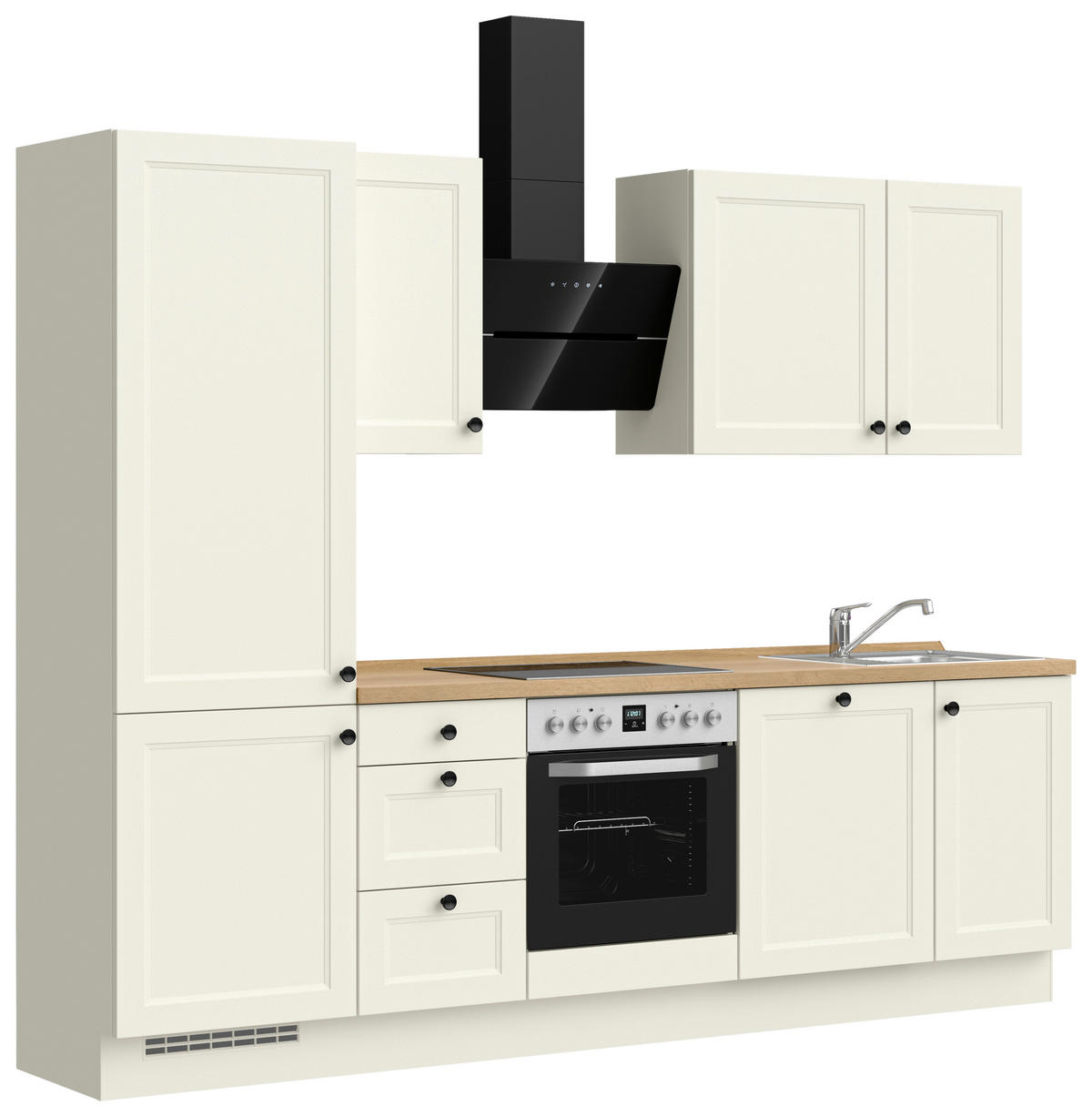 KÜCHENBLOCK 270 cm   in Weiß, Eichefarben  - Eichefarben/Schwarz, MODERN, Holzwerkstoff/Metall (270cm) - Nobilia