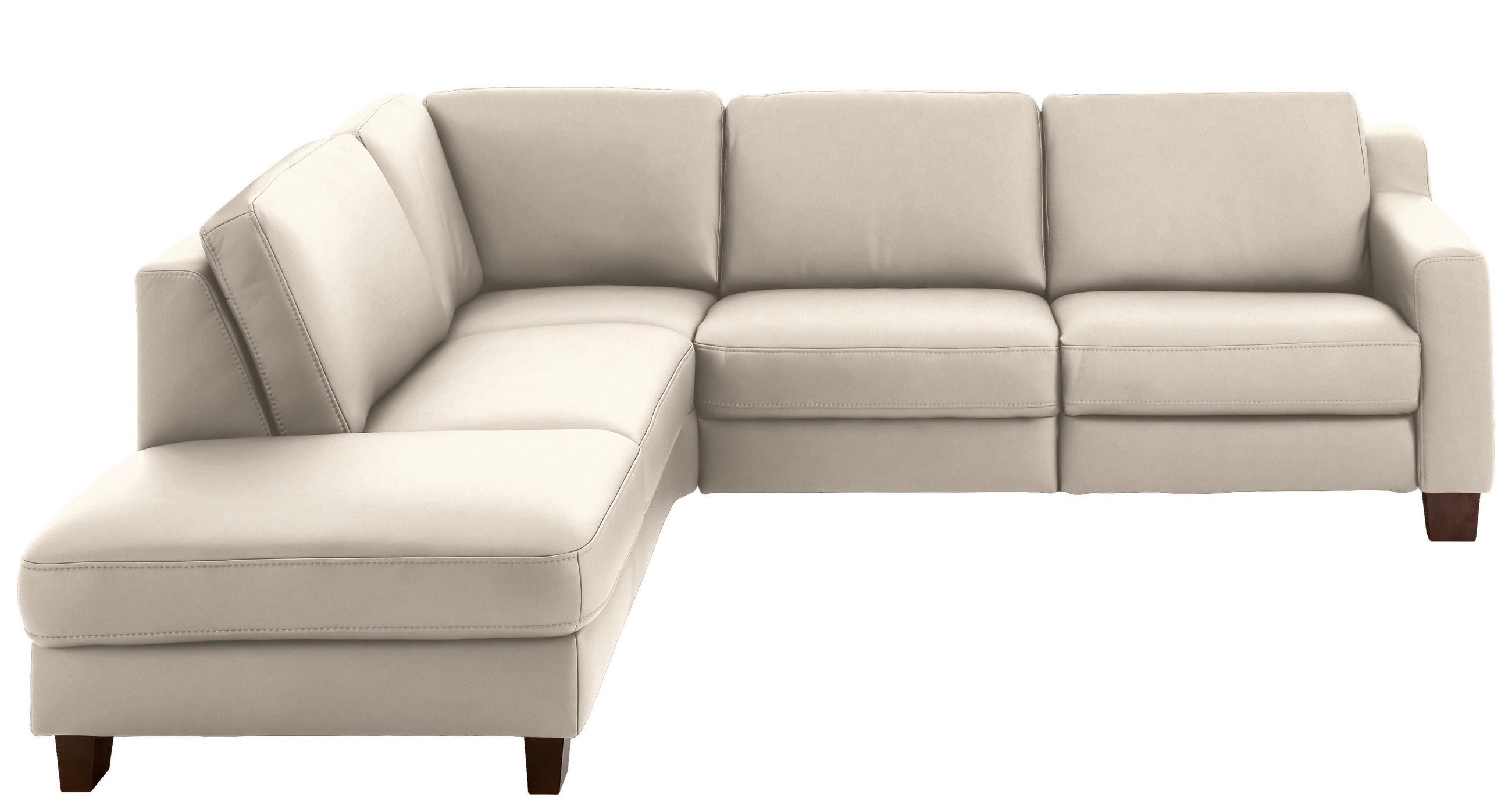 ECKSOFA in Echtleder Greige  - Greige/Eichefarben, Design, Leder/Holz (235/259cm) - Valdera