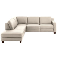 ECKSOFA in Echtleder Greige  - Greige/Eichefarben, Design, Leder/Holz (235/259cm) - Valdera