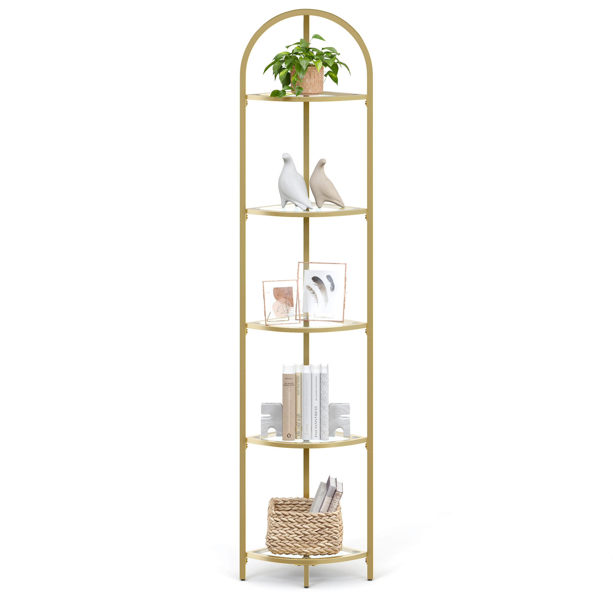ECKREGAL - Goldfarben, Trend, Glas/Metall (28/158/28cm) - MID.YOU