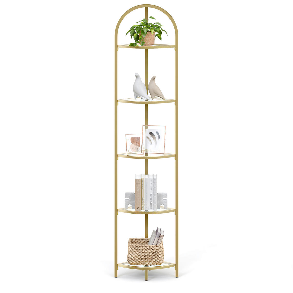 ECKREGAL - Goldfarben, Trend, Glas/Metall (28/158/28cm) - MID.YOU