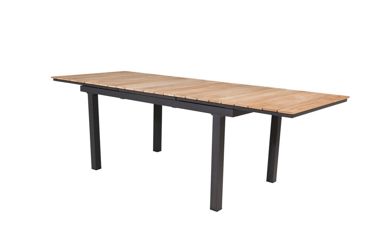 GARTENTISCH 180/90/75 cm Holz, Metall rechteckig  - Schwarz/Teakfarben, MODERN, Holz/Metall (180/90/75cm) - Gardenson