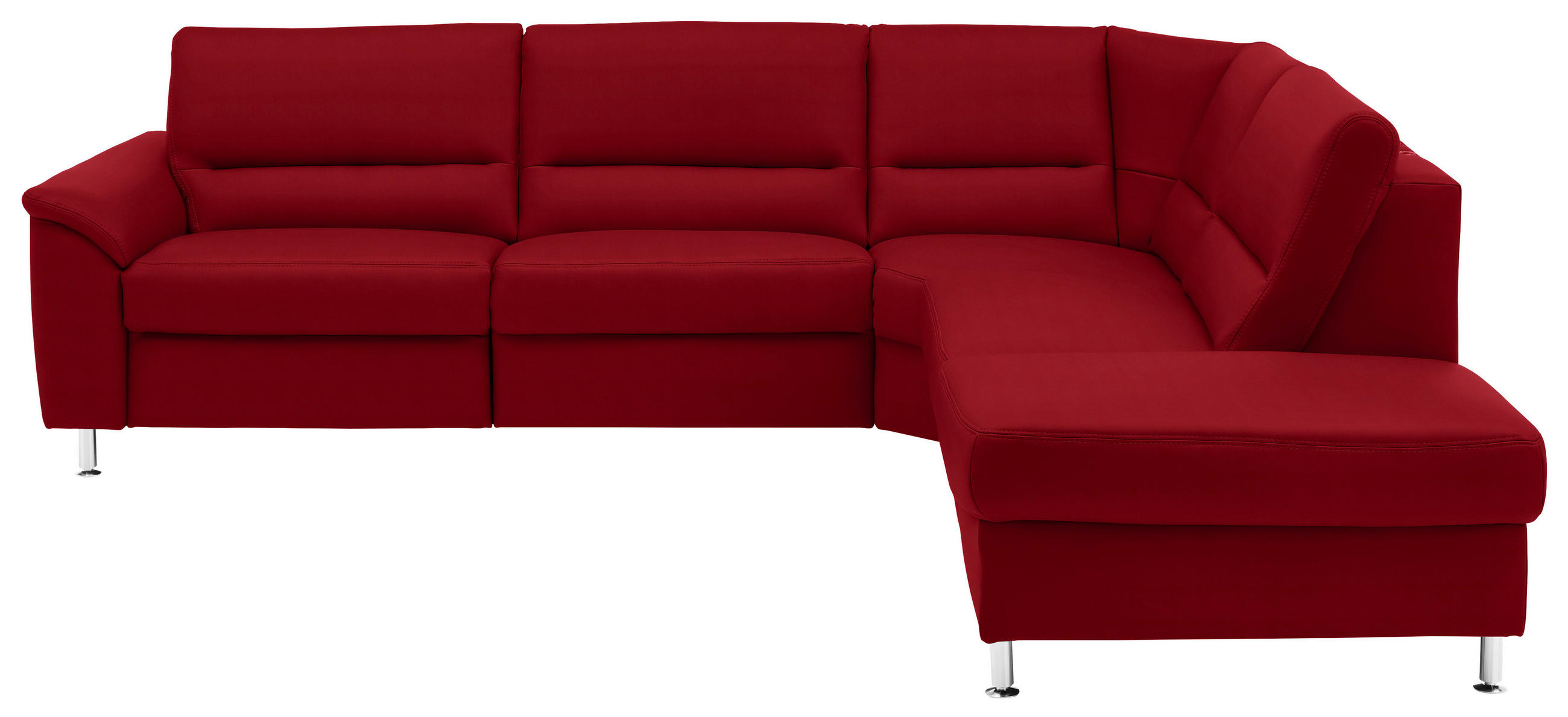 ECKSOFA in Echtleder Rot  - Rot/Alufarben, Konventionell, Leder/Metall (290/249cm) - Beldomo Premium
