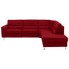 ECKSOFA in Echtleder Rot  - Rot/Alufarben, Konventionell, Leder/Metall (290/249cm) - Beldomo Premium
