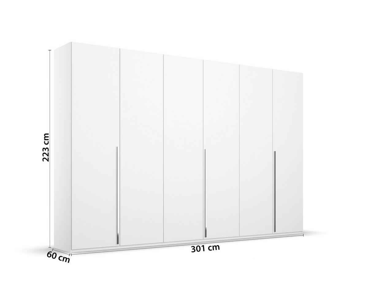 DREHTÜRENSCHRANK 301/223/60 cm 6-türig Weiß  - Chromfarben/Weiß, Design, Holzwerkstoff/Metall (301/223/60cm) - home24