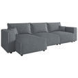 ECKSOFA Grau Cord Zierkissen, Rückenkissen, Schlaffunktion, Rücken echt  - Schwarz/Grau, MODERN, Kunststoff/Textil (350/168cm) - Xora