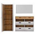 GARDEROBE 3-teilig  in 205/198/37 cm  - Eichefarben/Weiß, Design, Glas/Holzwerkstoff (205/198/37cm) - Xora
