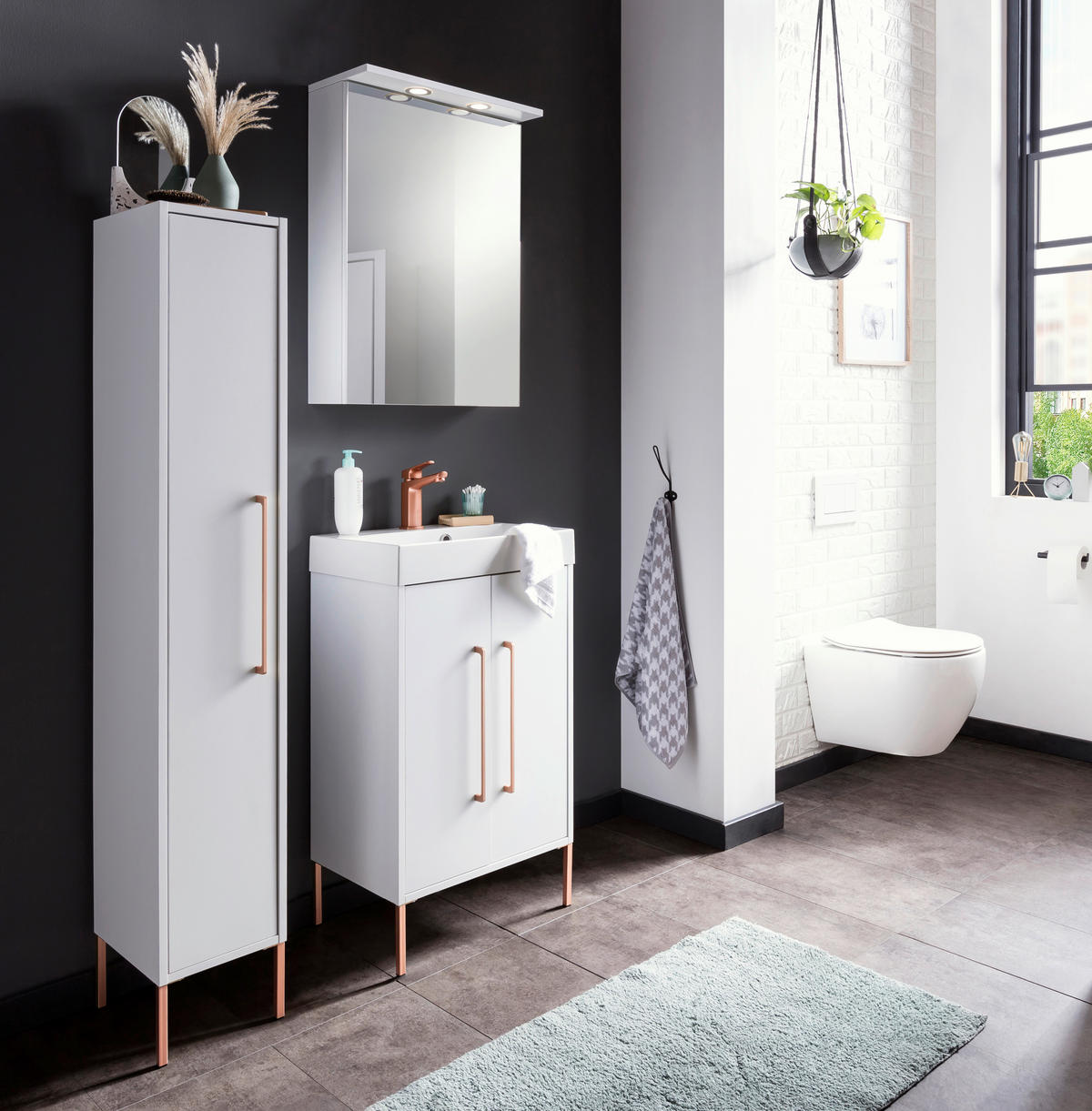 WASCHTISCHKOMBI 50 cm  - Weiß/Kupferfarben, Trend, Holzwerkstoff/Metall (50cm) - Stylife