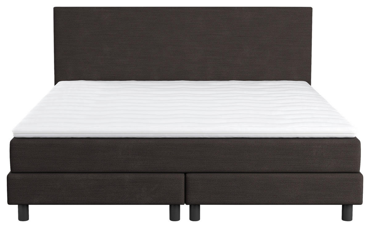 BOXBETT 180/200 cm  in Dunkelbraun  - Dunkelbraun/Schwarz, Modern, Holzwerkstoff/Textil (180/200cm) - MID.YOU
