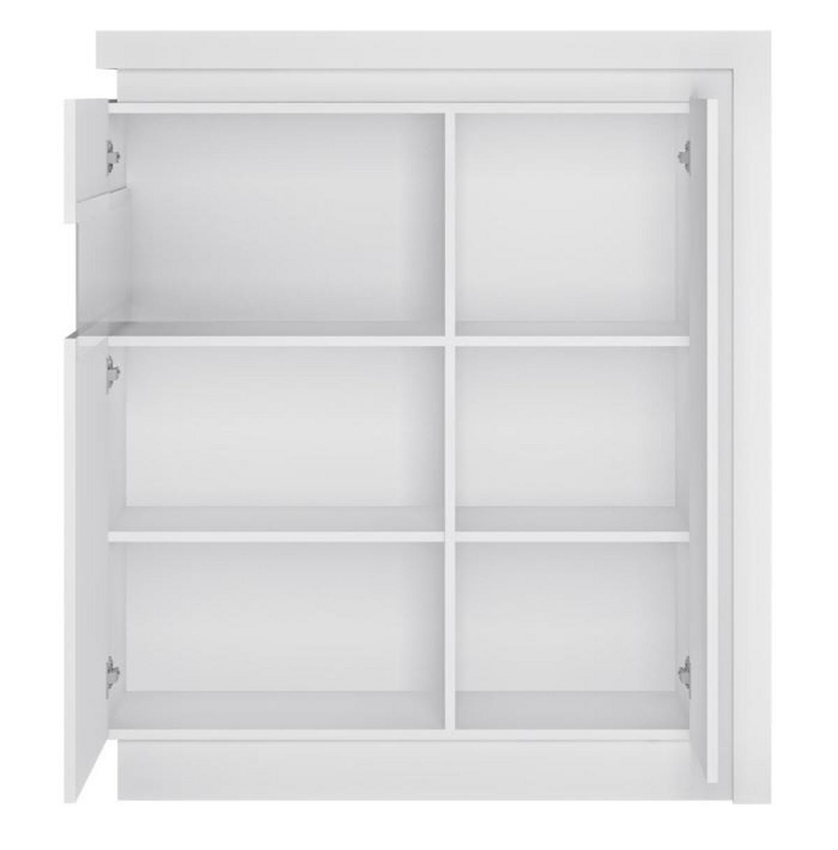 FÉLMAGAS SZEKRÉNY 107,5/123,6/42 cm  - magasfényű fehér/fehér, Trend, műanyag/faalapú anyag (107,5/123,6/42cm) - Hom`in