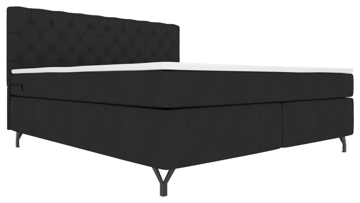 BOXSPRINGBETT 180/200 cm  in Anthrazit  - Anthrazit/Schwarz, Konventionell, Textil/Metall (180/200cm) - Carryhome