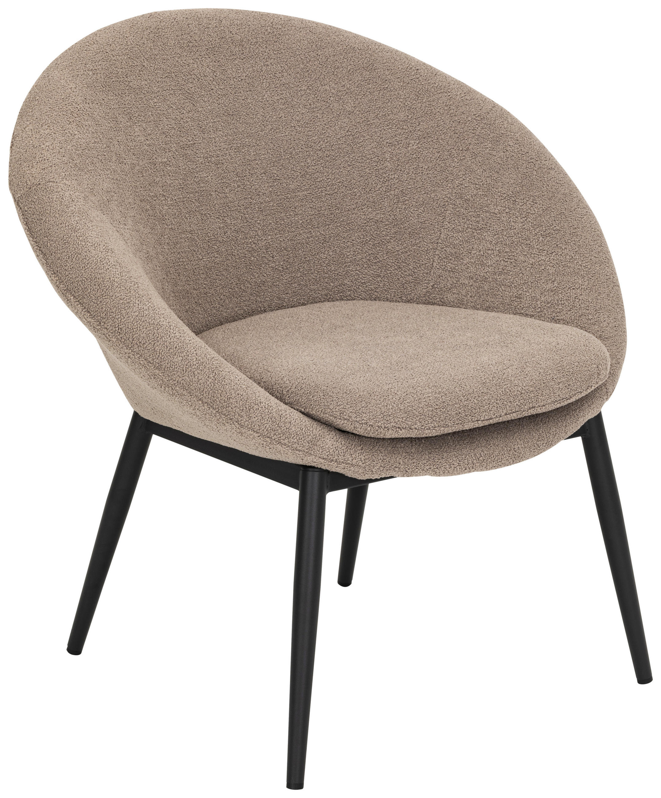 SESSEL Bouclé Braun    - Schwarz/Braun, Design, Textil/Metall (77/77/64cm) - P & B