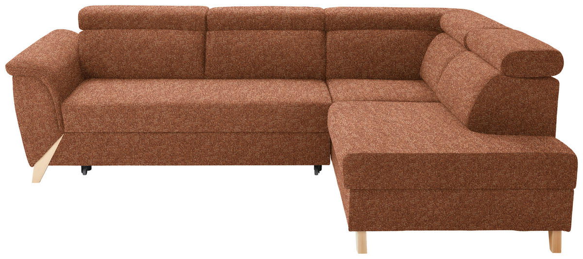 ECKSOFA  in Bouclé Cognac  265/200 cm  - Cognac/Naturfarben, KONVENTIONELL, Holz/Textil (265/200cm) - Stylife