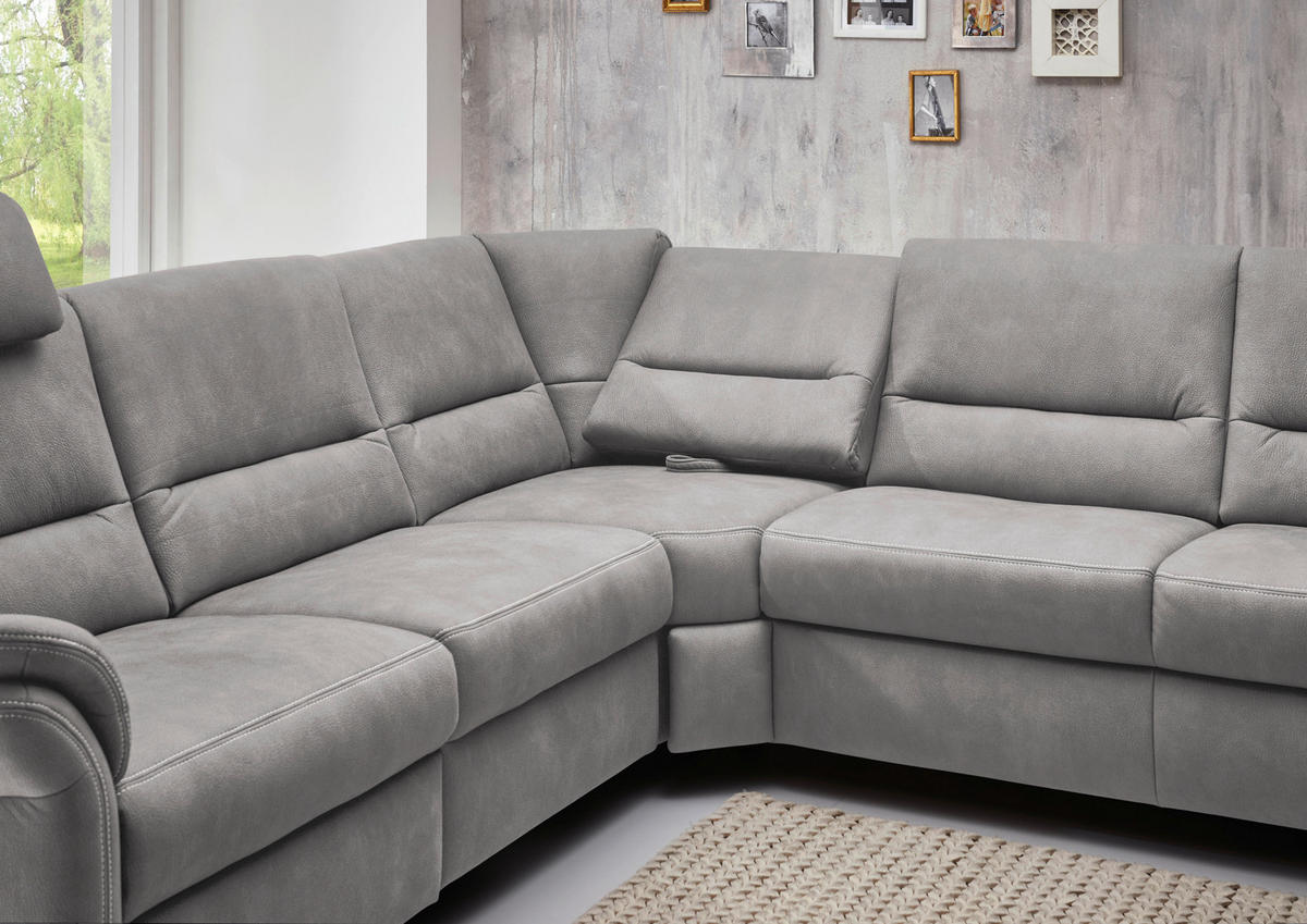 SOFFA i mikrofiber ecru  - aluminiumfärg/ecru, Klassisk, metall/textil (262/335/173cm) - Beldomo System