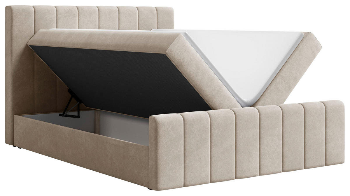 BOXBETT 160/200 cm  in Beige  - Beige/Schwarz, MODERN, Holz/Kunststoff (160/200cm) - MID.YOU