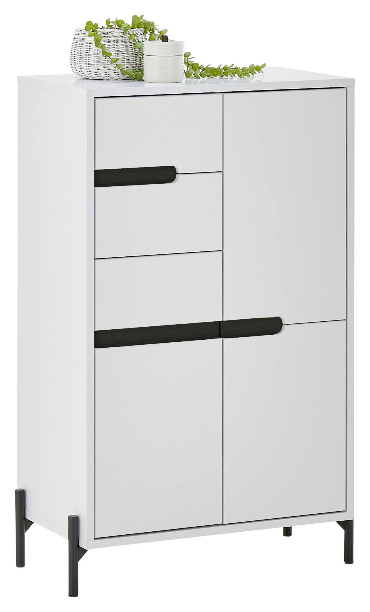 ARMOIRE MIDI 60/100/35 cm  - noir/blanc, Basics, métal/matériau de bois (60/100/35cm) - MID.YOU