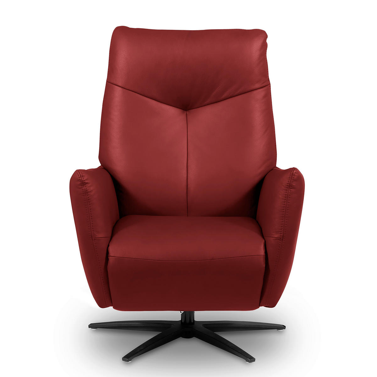 RELAXSESSEL Leder Weinrot  - Weinrot/Schwarz, Design, Leder/Metall (76/107/88cm) - Livetastic