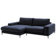 ECKSOFA in Velours Dunkelblau  177/253 cm  - Schwarz/Dunkelblau, Design, Textil/Metall (177/253cm) - Dieter Knoll