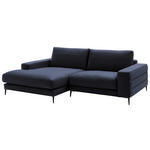 ECKSOFA in Velours Dunkelblau  177/253 cm  - Schwarz/Dunkelblau, Design, Textil/Metall (177/253cm) - Dieter Knoll