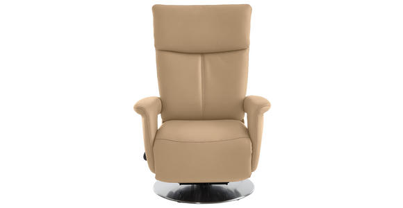 RELAXSESSEL in Leder Hellbraun - Hellbraun/Edelstahlfarben, Design, Leder/Metall (78/112/85cm) - Cantus