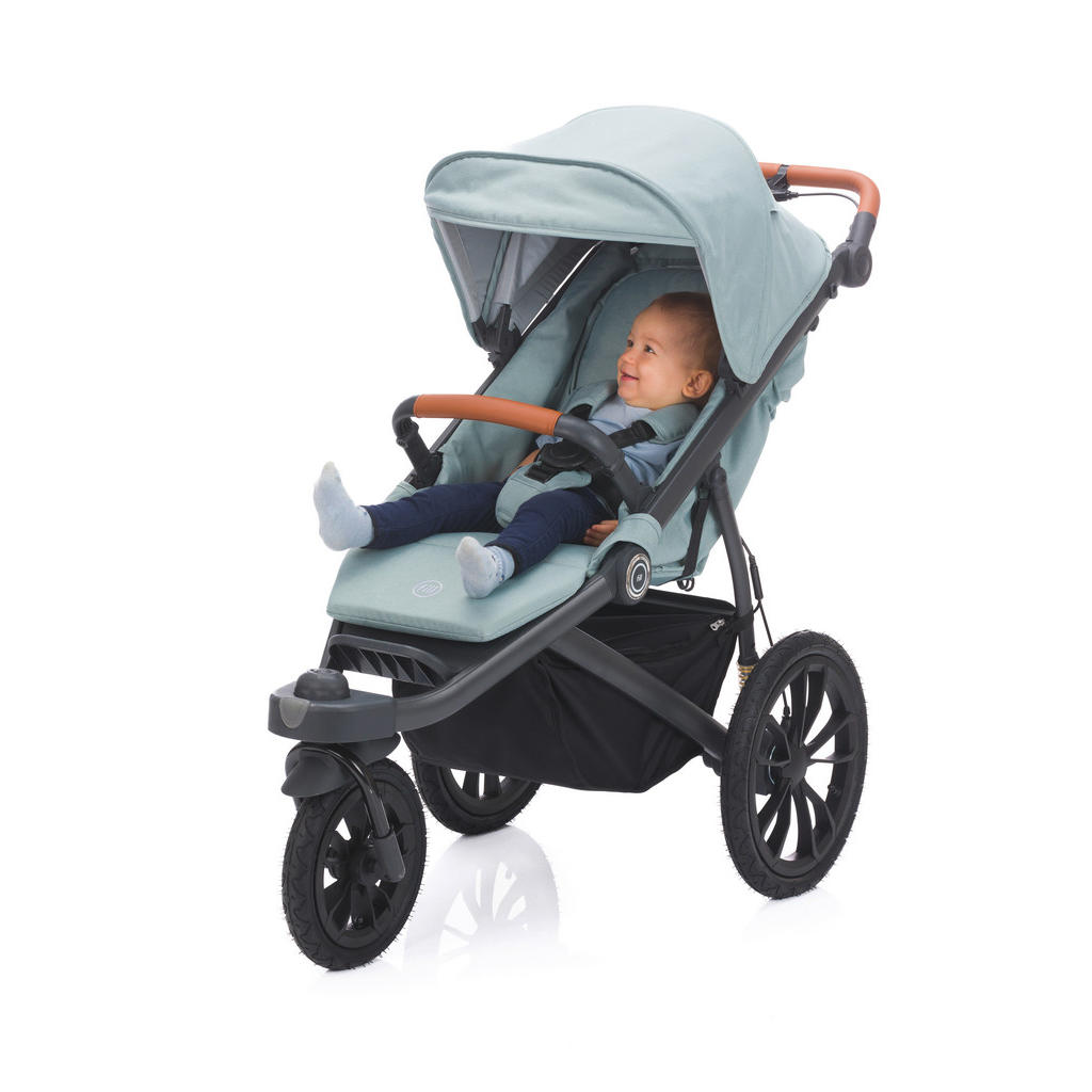Thumbnail - Fillikid Jogger Set Jogger Run, Salbeigrün, Textil, 57x107x125 cm, Feststellbremse, Federung, 5-Punkte-Gurt, Handbremse,...