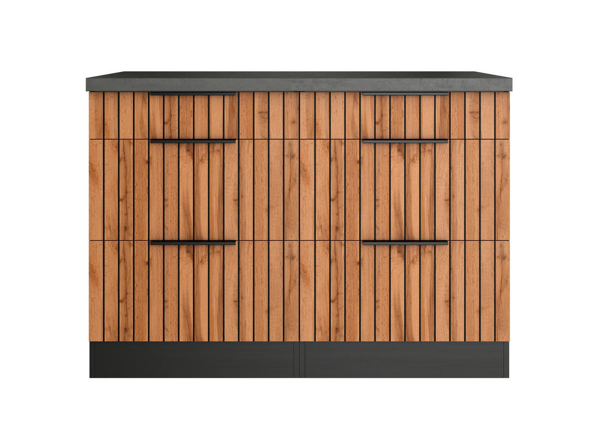 SCHUBKASTENUNTERSCHRANK 120/85/60 cm  in Graphitfarben, Eiche Wotan  - Schieferfarben/Eiche Wotan, Basics, Holzwerkstoff/Metall (120/85/60cm) - Held