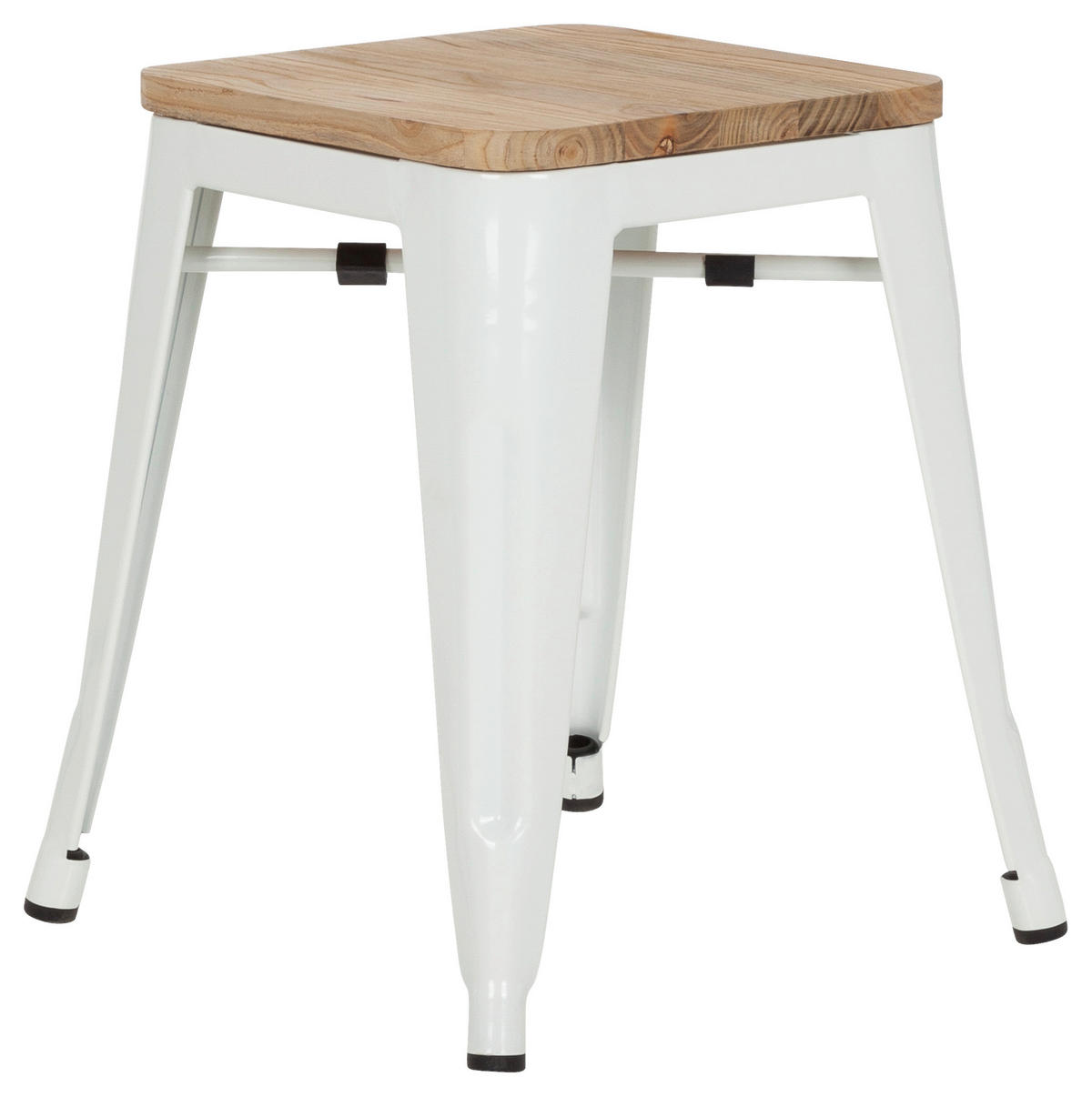 HOCKER Ulme Braun, Weiß  - Braun/Weiß, Basics, Holz/Metall (39/46/39cm) - MID.YOU