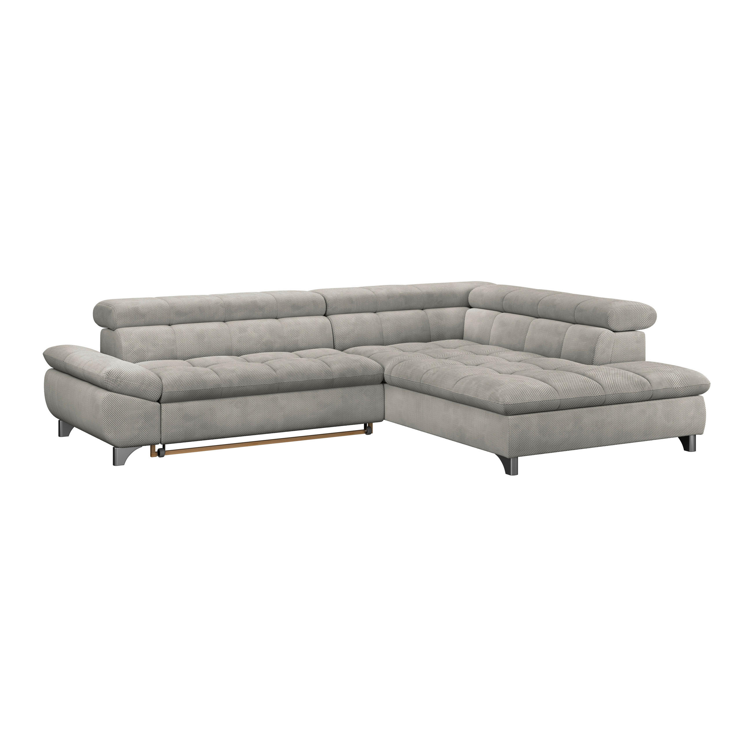 ECKSOFA Taupe Chenille  - Taupe/Chromfarben, KONVENTIONELL, Textil/Metall (312/234cm) - Livetastic