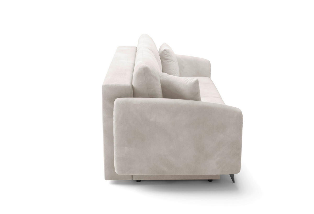 SCHLAFSOFA INGRID  mit Plüsch Creme  - Creme/Schwarz, Design, Textil/Metall (230/100/103cm) - Livetastic