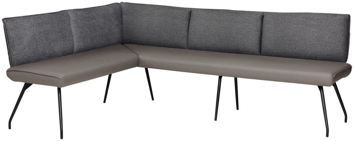 ECKBANK 165/225 cm  in Anthrazit, Grau, Schwarz  - Anthrazit/Schwarz, Design, Textil/Metall (165/225cm) - Moderano
