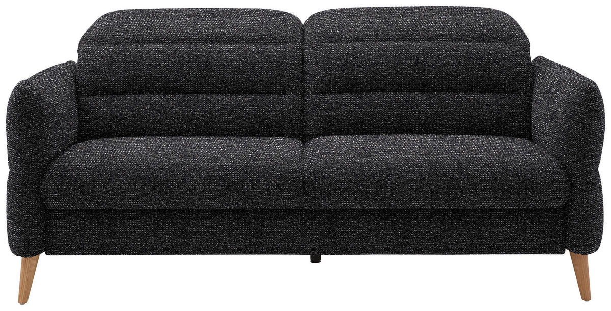 2-SITZER-SOFA in Webstoff Schwarz  - Eiche Bianco/Schwarz, Design, Holz/Textil (192-220/85-106/98-112cm) - Dieter Knoll