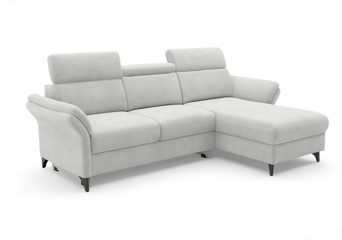 ECKSOFA GLENDALE E in Flachgewebe Silberfarben  253/166 cm  - Silberfarben/Schwarz, KONVENTIONELL, Textil/Metall (253/166cm) - Sit & More